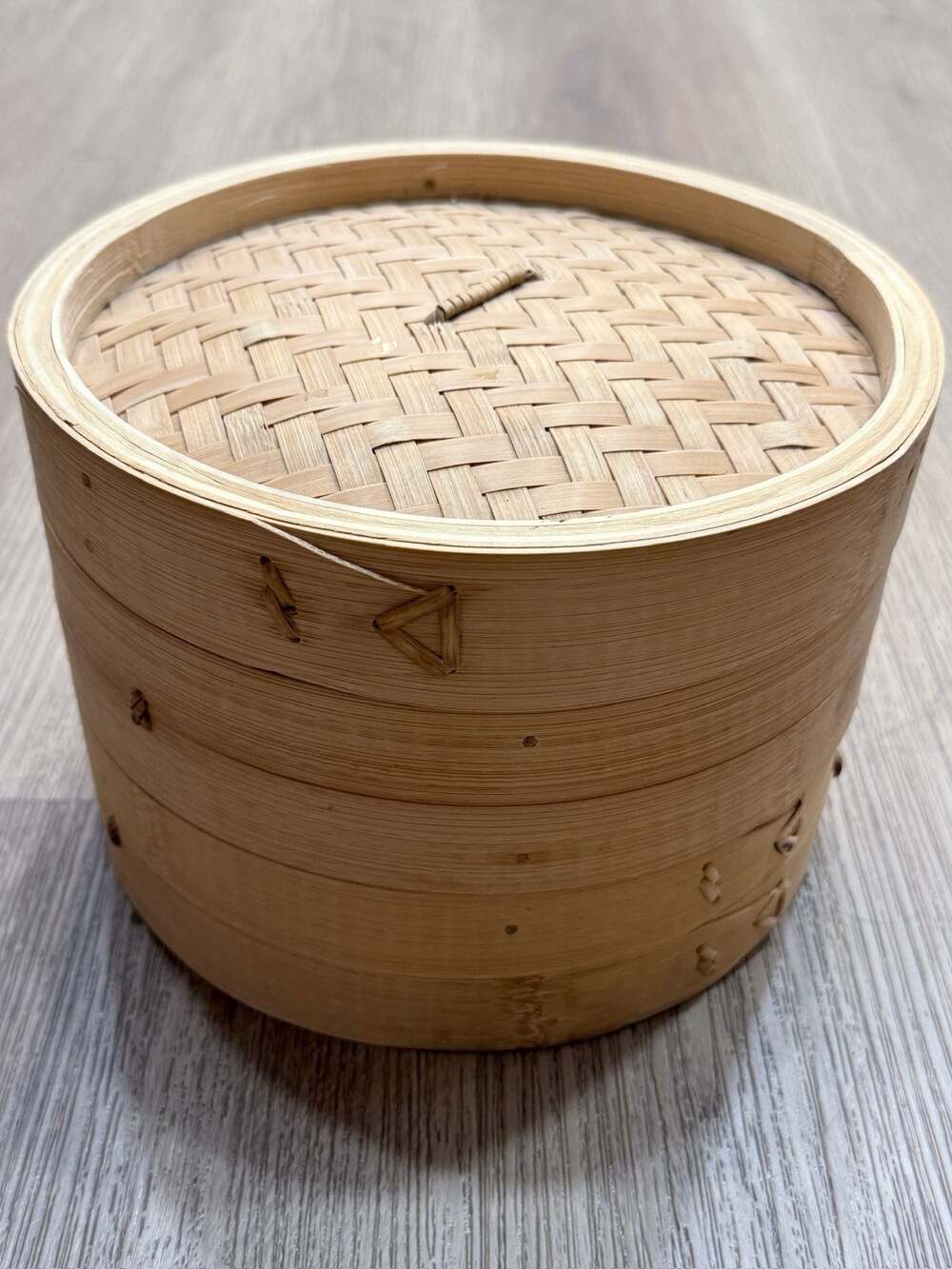 2-Tier Traditional Handmade Bamboo Steamer Basket with Lid